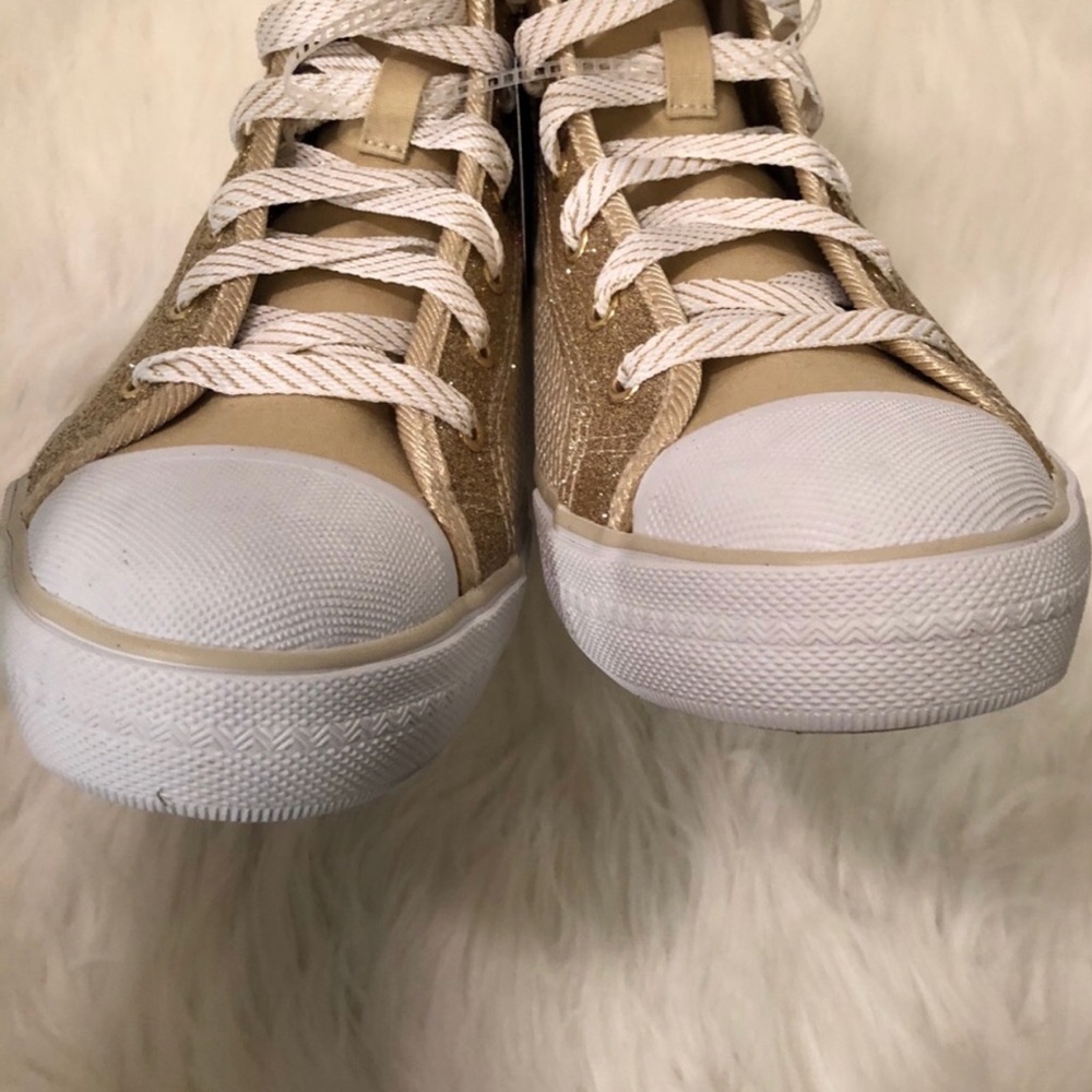 NWT Sketchers hightop gold sneakers + rhinestones - Picture 6 of 8